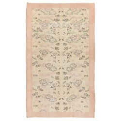 Handmade Vintage Rug in Romatic Pastel Colors, Floral Design Central Anatolian Carpet. 5.3 x 8.6 Ft (160 x 262 cm)