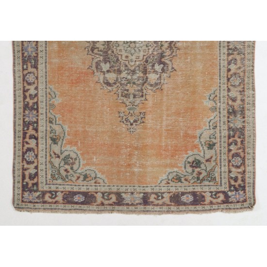 Hand-Knotted Vintage Turkish Oushak Rug, Home Decor Carpet. 5.6 x 7.9 Ft (169 x 240 cm)