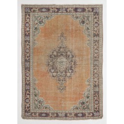 Hand-Knotted Vintage Turkish Oushak Rug, Home Decor Carpet. 5.6 x 7.9 Ft (169 x 240 cm)