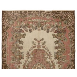 Mid-Century Handmade Turkish Oushak Wool Rug with Medallion Design. 6 x 8.9 Ft (180 x 270 cm)