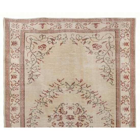 Handmade 1960s Turkish Oushak Area Rug, Wool and Cotton Carpet. 6 x 9.5 Ft (183 x 287 cm)