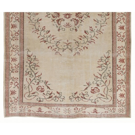Handmade 1960s Turkish Oushak Area Rug, Wool and Cotton Carpet. 6 x 9.5 Ft (183 x 287 cm)