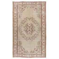 Handmade 1960s Turkish Oushak Area Rug, Wool and Cotton Carpet. 6 x 9.5 Ft (183 x 287 cm)