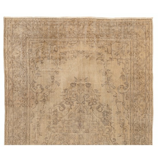 Handmade 1960s Turkish Oushak Area Rug, Wool and Cotton Carpet. 6 x 9.6 Ft (183 x 290 cm)