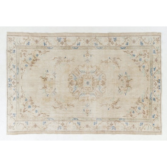 Handmade Art Deco Chinese Design Rug, Mid-Century Turkish Carpet. 6 x 9 Ft (184 x 272 cm)