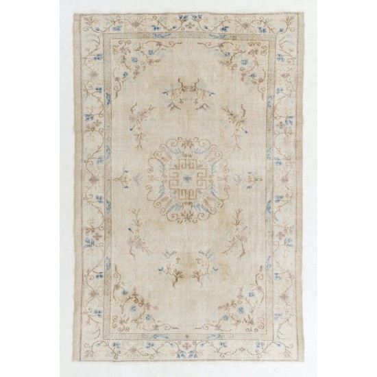 Handmade Art Deco Chinese Design Rug, Mid-Century Turkish Carpet. 6 x 9 Ft (184 x 272 cm)