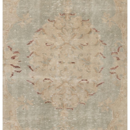 1960s Handmade Turkish Oushak Area Rug, Wool and Cotton Carpet. 6 x 9.6 Ft (185 x 292 cm)