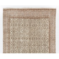 Vintage Hand-Knotted Anatolian Rug with Floral Design, Woolen Floor Covering. 6 x 10.5 Ft (185 x 320 cm)