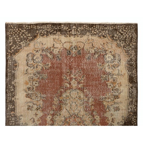 1960s Handmade Turkish Oushak Area Rug, Wool and Cotton Carpet. 6.2 x 9.6 Ft (187 x 290 cm)