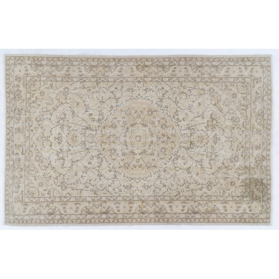 Vintage Hand-Knotted Central Anatolian Rug, Turkish Antique Washed Mid-Century Carpet. 6.3 x 9.9 Ft (190 x 300 cm)