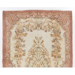 Mid-Century Handmade Turkish Floral Medallion Design Rug. 6.3 x 10.2 Ft (190 x 308 cm)