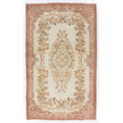 Mid-Century Handmade Turkish Floral Medallion Design Rug. 6.3 x 10.2 Ft (190 x 308 cm)