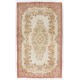 Mid-Century Handmade Turkish Floral Medallion Design Rug. 6.3 x 10.2 Ft (190 x 308 cm)