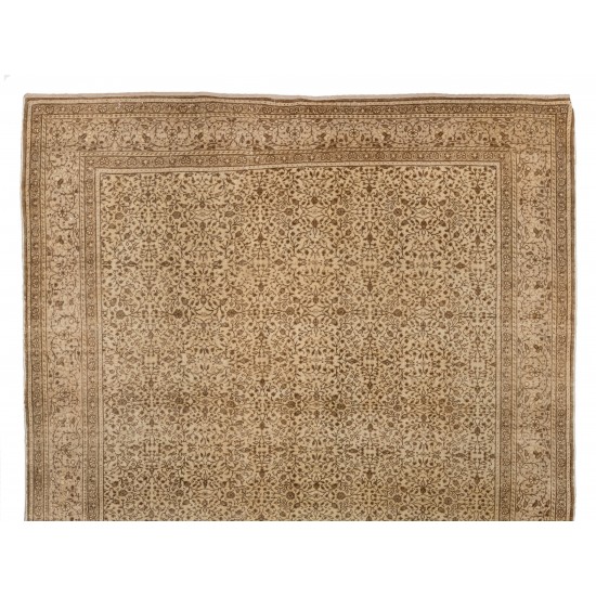 Handmade Vintage Oushak Rug, Floral Design Central Anatolian Carpet. 6.4 x 9 Ft (193 x 277 cm)