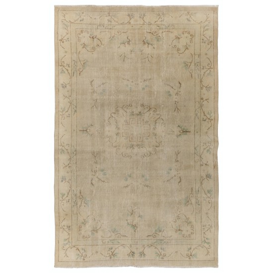 Handmade Art Deco Chinese Design Rug, Mid-Century Turkish Carpet. 6.5 x 9.9 Ft (197 x 300 cm)