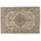 Vintage Hand-Knotted Central Anatolian Rug, Turkish Antique Washed Mid-Century Carpet. 6.6 x 9.4 Ft (199 x 285 cm)