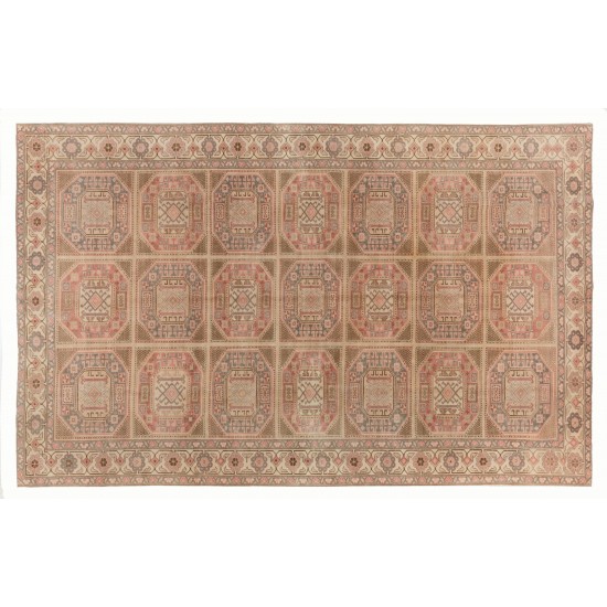 Vintage Handmade Turkish Kayseri Area Rug, Wool and Cotton Carpet. 6.6 x 9.7 Ft (200 x 295 cm)