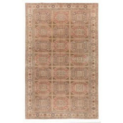 Vintage Handmade Turkish Kayseri Area Rug, Wool and Cotton Carpet. 6.6 x 9.7 Ft (200 x 295 cm)
