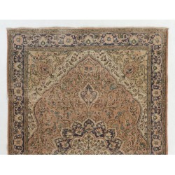 Mid-Century Handmade Turkish Oushak Wool Area Rug with Medallion Design. 6.7 x 10.5 Ft (202 x 318 cm)