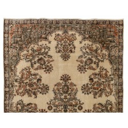 Turkish Oushak Handmade Vintage Rug with Floral Garden Design, Ideal for Office and Home Decor. 6.9 x 10 Ft (208 x 303 cm)