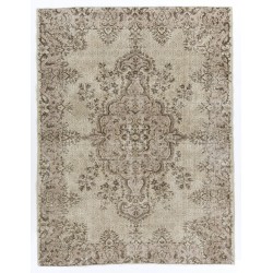 Vintage Hand-Knotted Central Anatolian Rug, Turkish Antique Washed Mid-Century Carpet. 6.9 x 9 Ft (210 x 275 cm)