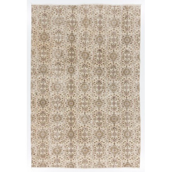 Handmade Vintage Rug, Floral Patterned Anatolian Carpet. 7 x 10.5 Ft (213 x 318 cm)