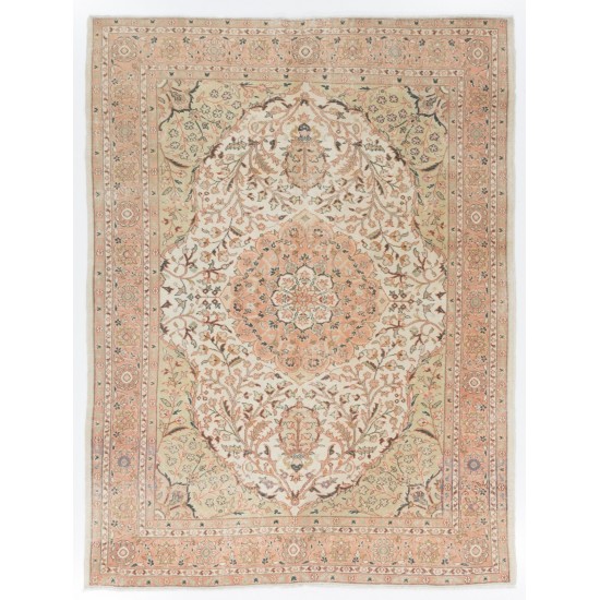 Hand-Knotted Vintage Central Anatolian Rug Made of Wool. 7.2 x 9.4 Ft (217 x 285 cm)