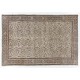 Vintage Handmade Turkish Rug, Large Floral Pattern Carpet. 7.2 x 10.2 Ft (217 x 310 cm)