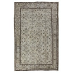 Handmade Vintage Rug, Floral Patterned Anatolian Carpet. 7.2 x 10.4 Ft (217 x 314 cm)