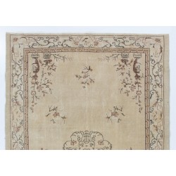 Handmade Art Deco Chinese Design Rug, Mid-Century Turkish Carpet. 7.2 x 10.4 Ft (217 x 314 cm)