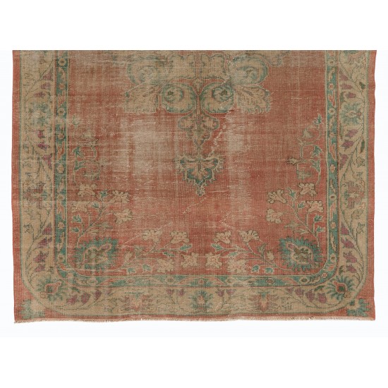 Unique Vintage Handmade Anatolian Area Rug, Wool and Cotton Carpet. 7.3 x 10 Ft (220 x 305 cm)