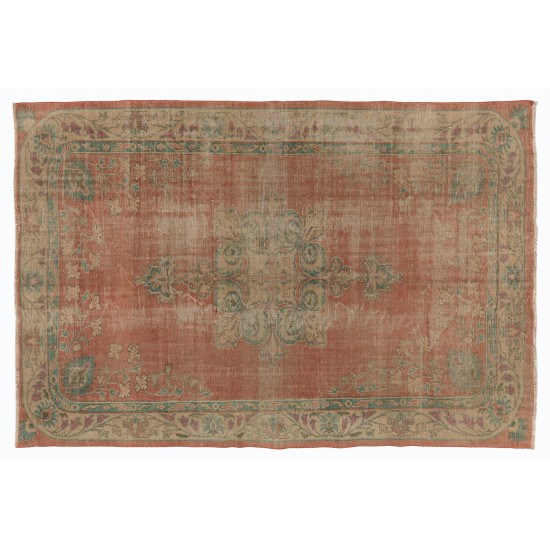 Unique Vintage Handmade Anatolian Area Rug, Wool and Cotton Carpet. 7.3 x 10 Ft (220 x 305 cm)