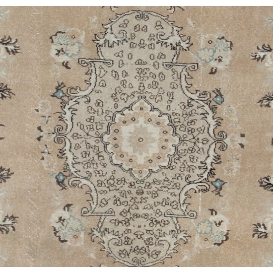 French Baroque Style Mid-Century Handmade Turkish Rug for Home and Office Decor. 7.3 x 10.2 Ft (220 x 308 cm)