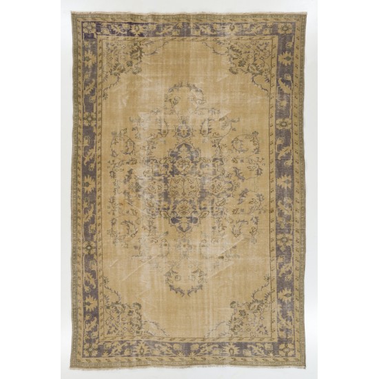 Unique Vintage Anatolian Oushak Area Rug, Handmade carpet made in Turkey. 7.3 x 10.9 Ft (222 x 330 cm)