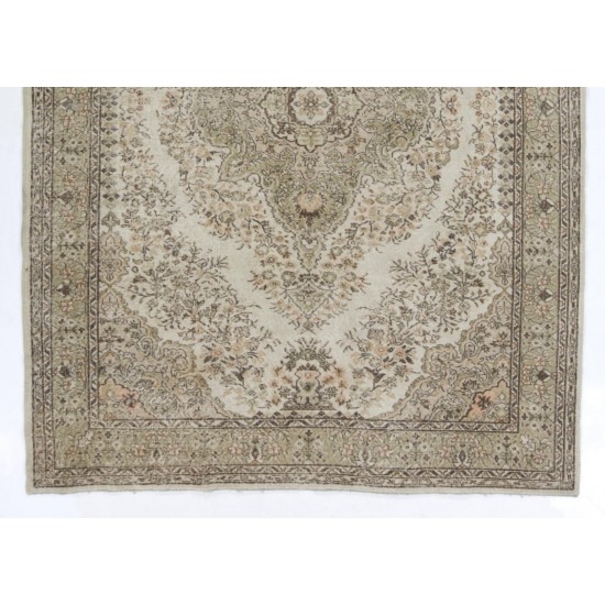 Fine Vintage Turkish Oushak Area Rug, Handmade carpet made in Turkey. 7.4 x 10.6 Ft (225 x 322 cm)