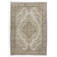 Fine Vintage Turkish Oushak Area Rug, Handmade carpet made in Turkey. 7.4 x 10.6 Ft (225 x 322 cm)