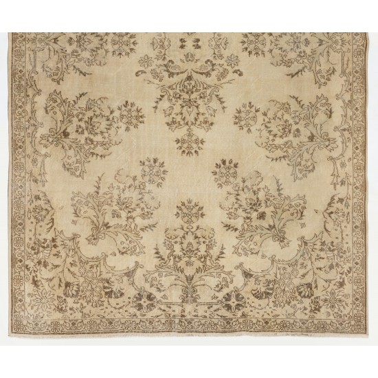 Vintage Handmade Anatolian Area Rug, Floral Garden Design Carpet. 7.4 x 11.3 Ft (225 x 342 cm)