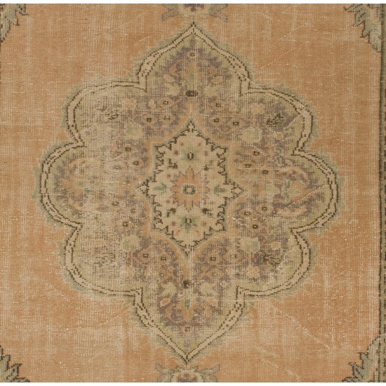 Fine Vintage Turkish Oushak Area Rug, Handmade carpet made in Turkey. 7.4 x 12 Ft (225 x 365 cm)