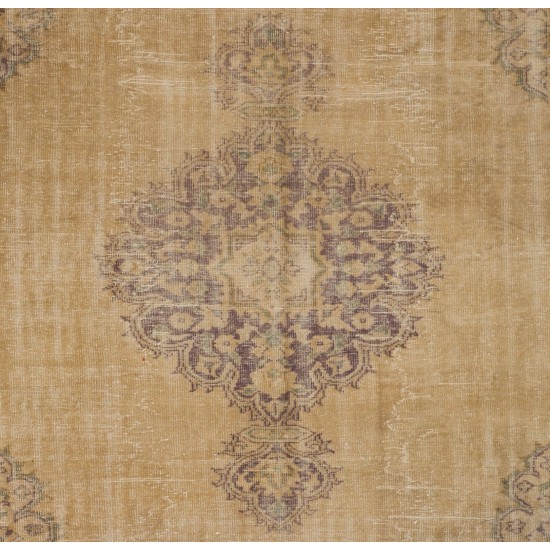 Vintage Anatolian Oushak Area Rug, Handmade carpet made in Turkey. 7.6 x 10.5 Ft (230 x 317 cm)