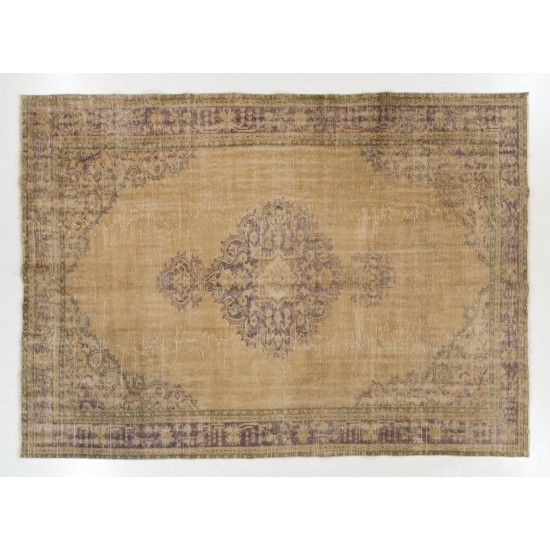 Vintage Anatolian Oushak Area Rug, Handmade carpet made in Turkey. 7.6 x 10.5 Ft (230 x 317 cm)