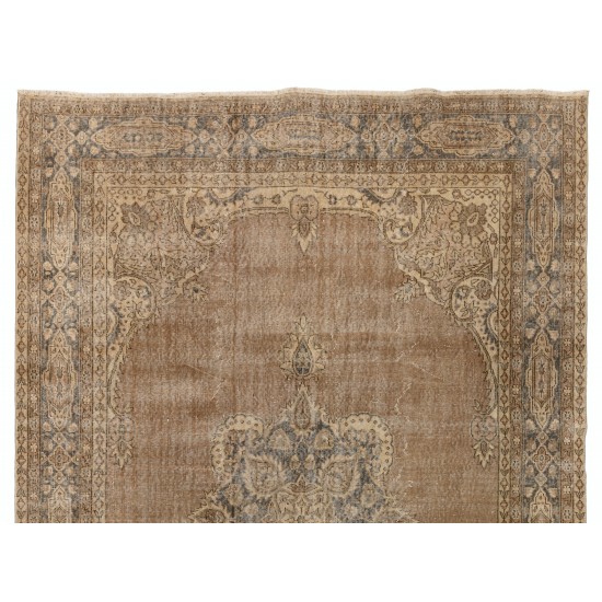 Unique Vintage Handmade Anatolian Area Rug, Wool and Cotton Carpet. 7.6 x 10.5 Ft (230 x 320 cm)