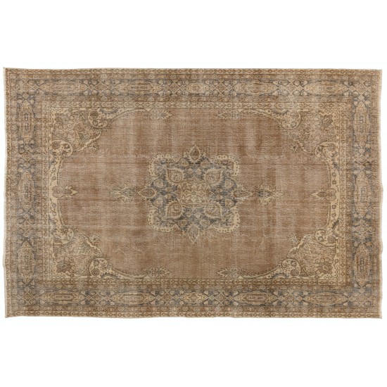 Unique Vintage Handmade Anatolian Area Rug, Wool and Cotton Carpet. 7.6 x 10.5 Ft (230 x 320 cm)