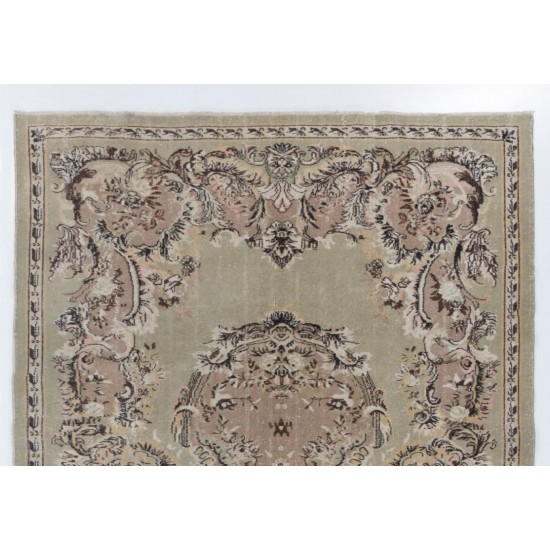 Vintage Anatolian Oushak Area Rug, Handmade carpet made in Turkey. 7.7 x 10.5 Ft (234 x 318 cm)