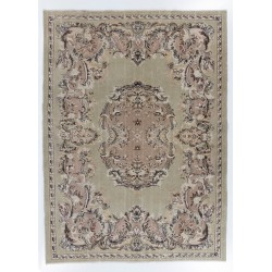 Vintage Anatolian Oushak Area Rug, Handmade carpet made in Turkey. 7.7 x 10.5 Ft (234 x 318 cm)