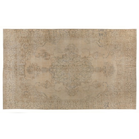Vintage Hand-Knotted Central Anatolian Rug, Turkish Antique Washed Mid-Century Carpet. 7.8 x 11.4 Ft (235 x 345 cm)