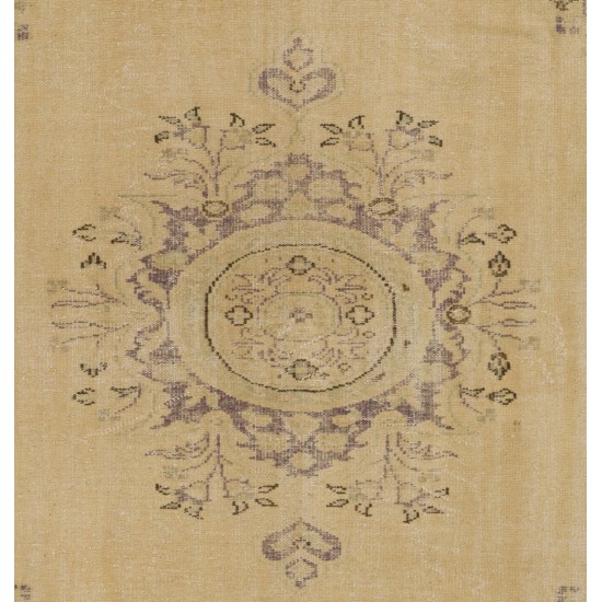 Hand-Knotted Vintage Anatolian Oushak Area Rug. Beige, Faded Violet Blue & Mint Green Color Carpet. 7.8 x 11.4 Ft (235 x 347 cm)
