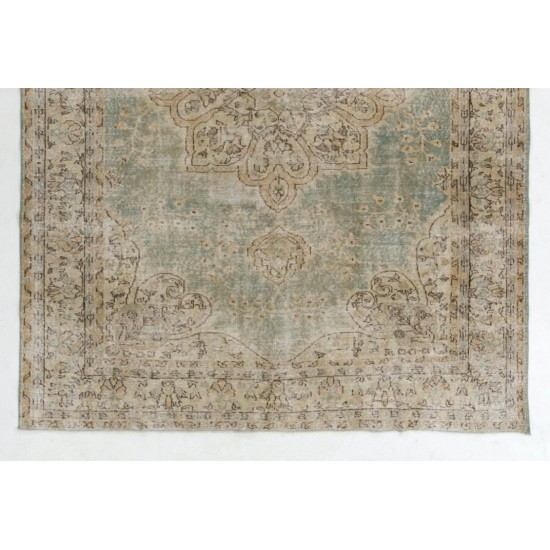Vintage Anatolian Oushak Area Rug, Handmade carpet made in Turkey. 7.8 x 10.6 Ft (237 x 323 cm)