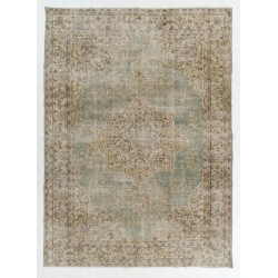 Vintage Anatolian Oushak Area Rug, Handmade carpet made in Turkey. 7.8 x 10.6 Ft (237 x 323 cm)