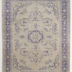 Hand-Knotted Vintage Central Anatolian Rug Made of Wool. 8 x 10.2 Ft (243 x 308 cm)