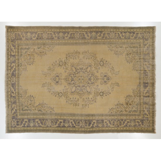Vintage Anatolian Oushak Area Rug, Handmade carpet made in Turkey. 8 x 11.3 Ft (246 x 342 cm)
